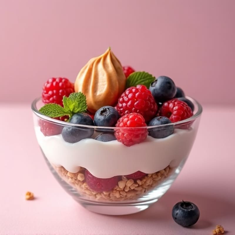 Creamy Greek Yogurt Parfait with Mixed Berries and Almond Butter
