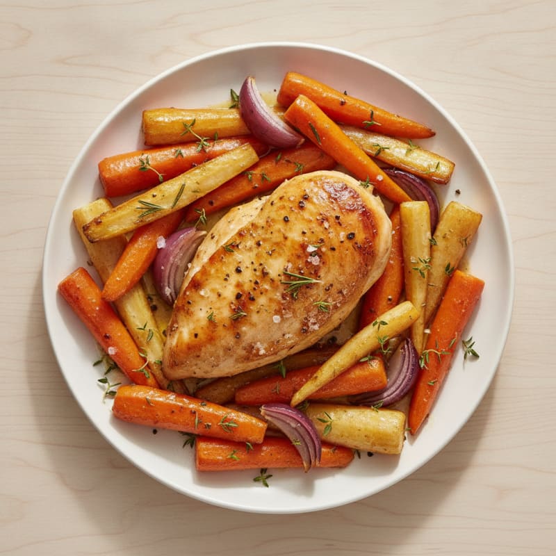 Garlic Herb Roasted Chicken with Root Vegetables