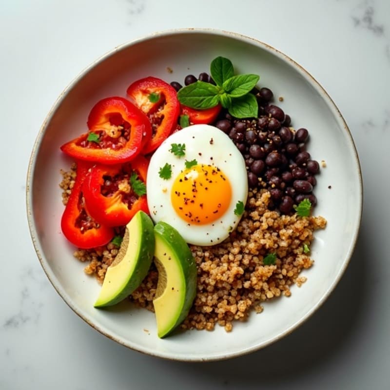 Spicy Black Bean Quinoa Bowl with Lime Avocado