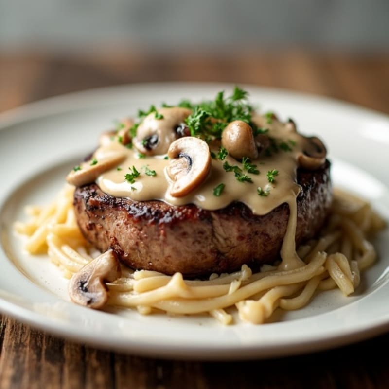 Seared Beef with Creamy Mushroom Sauce