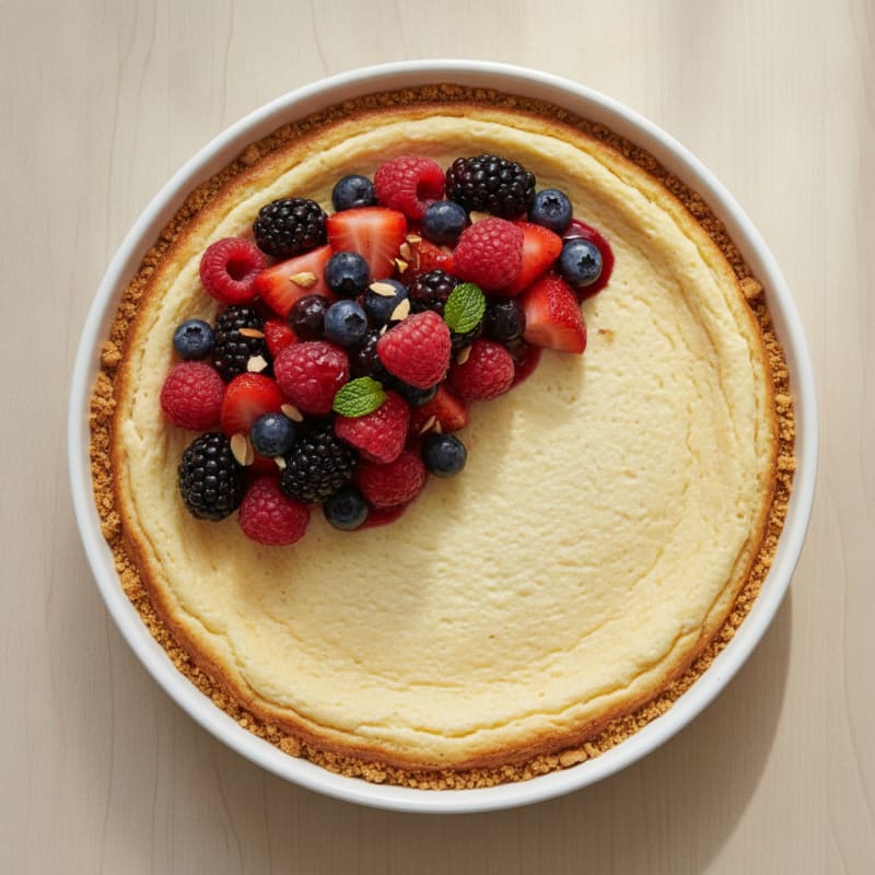 Greek Yogurt Protein Cheesecake with Mixed Berries