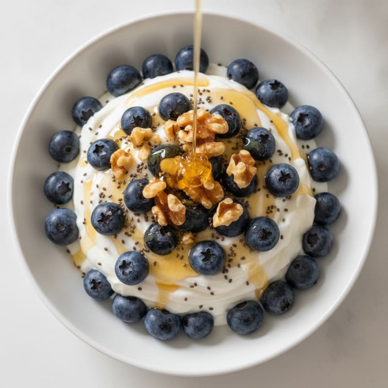 Greek Yogurt Parfait with Blueberries and Chia Seeds