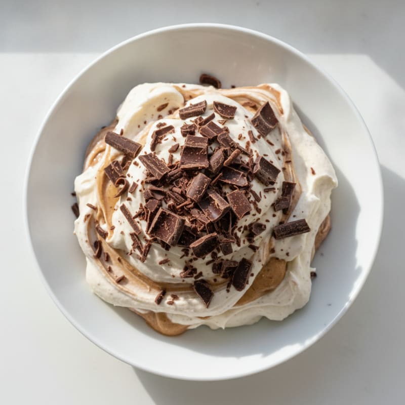Greek Yogurt Protein Mousse with Dark Chocolate Shavings