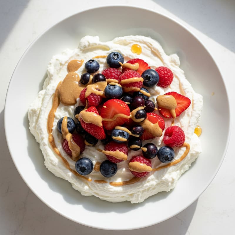 Greek Yogurt Protein Mousse with Mixed Berries