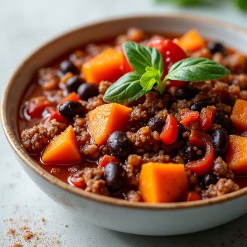 Hearty Black Bean Beef Chili with Sweet Potato