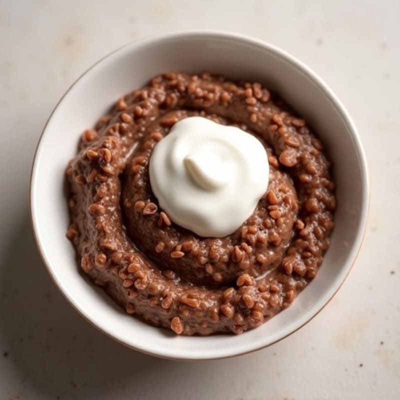 Silky Chocolate Protein Oatmeal with Greek Yogurt