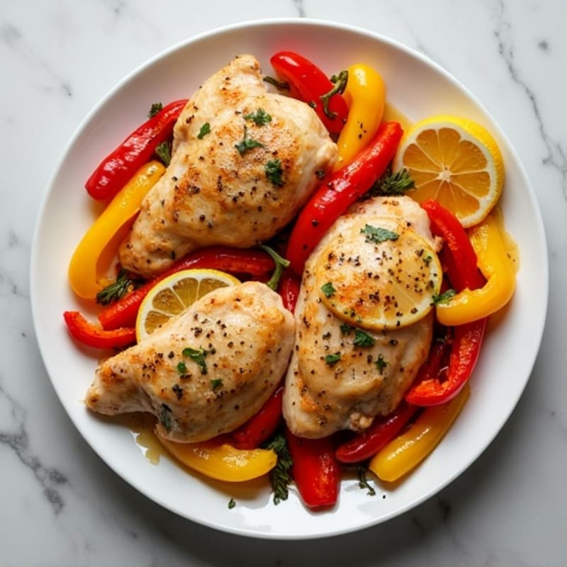 Sheet Pan Lemon Chicken with Roasted Bell Peppers
