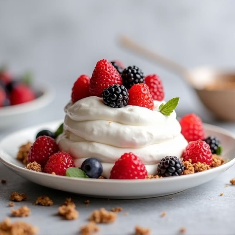 Creamy Greek Yogurt with Mixed Berries and Protein Crunch