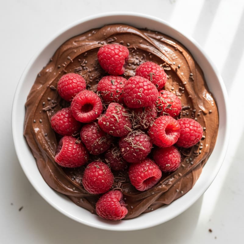 Silky Chocolate Protein Pudding with Raspberries