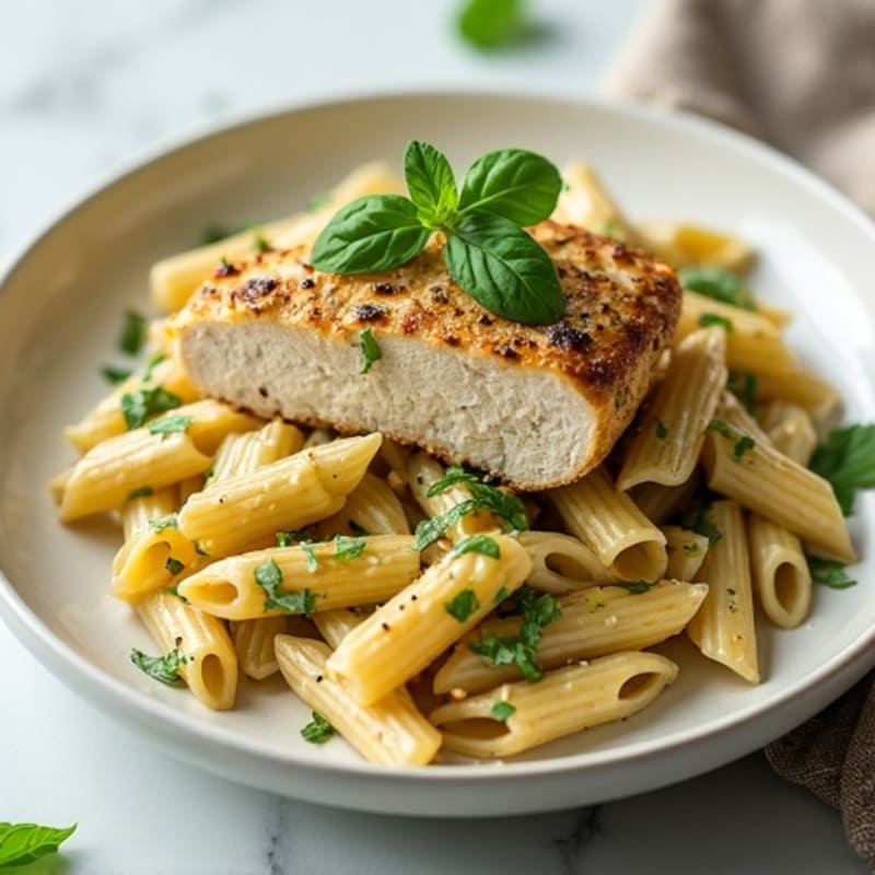 Creamy Pesto Chicken Whole Wheat Pasta