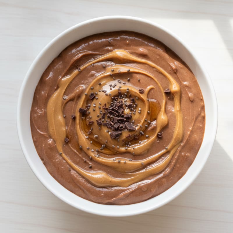 Silky Chocolate Protein Pudding with Peanut Butter Swirl