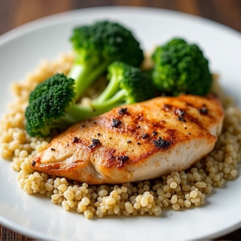 Grilled Chicken Breast with Quinoa and Steamed Broccoli