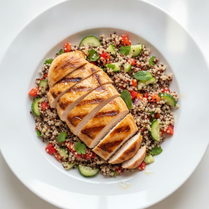 Grilled Chicken Breast with Crunchy Quinoa Salad