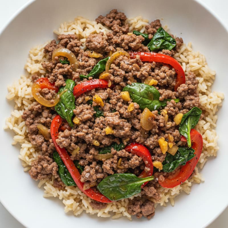 Savory Ground Beef and Rice Bowl