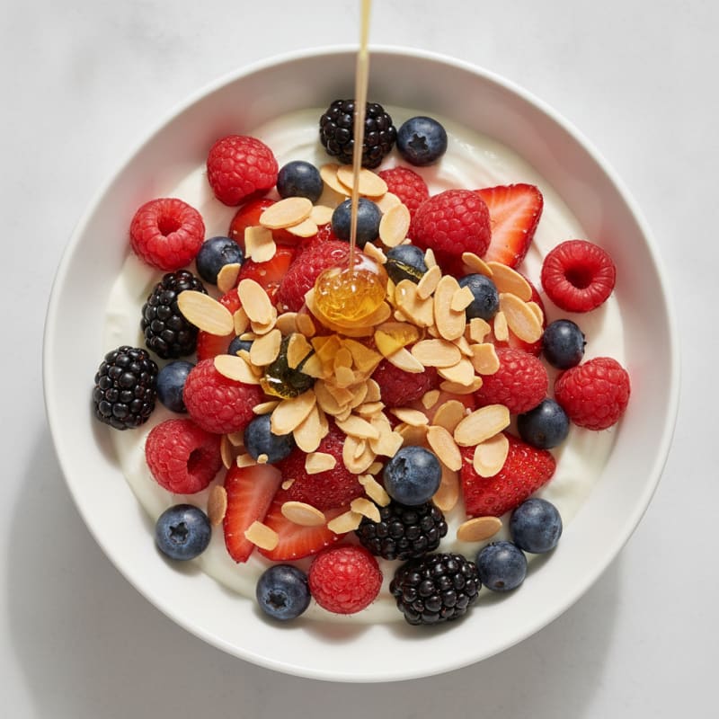 Greek Yogurt with Mixed Berries and Toasted Almonds