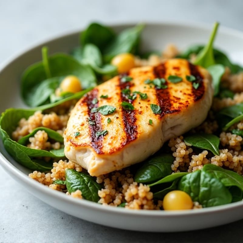 Grilled Chicken Breast with Spinach and Quinoa Salad