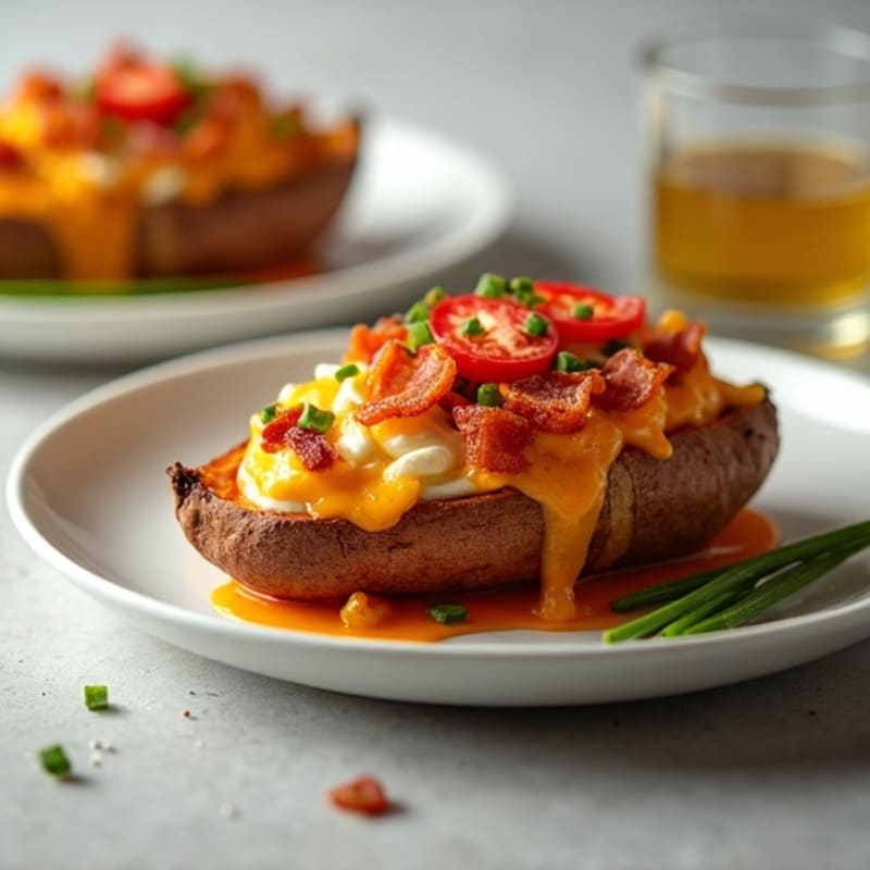 Twice-Baked Loaded Sweet Potatoes with Turkey Bacon
