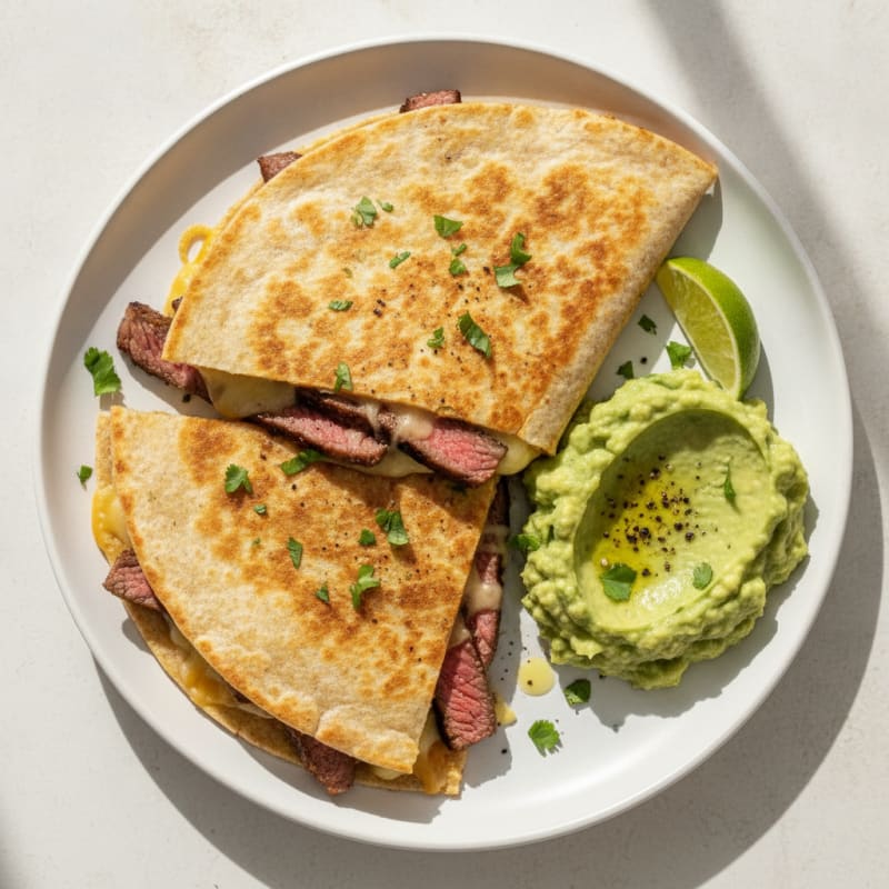 Carne Asada Quesadillas with Guacamole