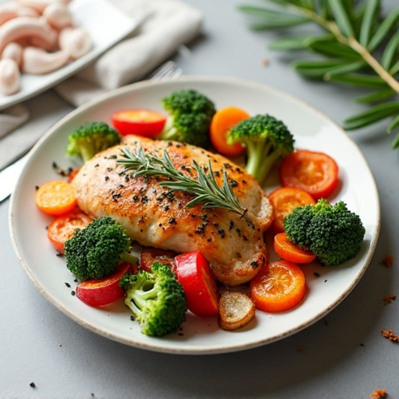 Herb-Crusted Pan Seared Chicken with Roasted Vegetables