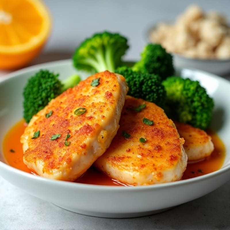 Crispy Orange Chicken with Fresh Broccoli