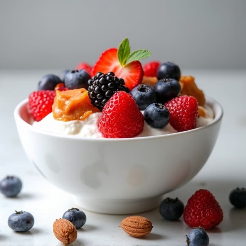 Greek Yogurt Protein Bowl with Mixed Berries and Almond Butter