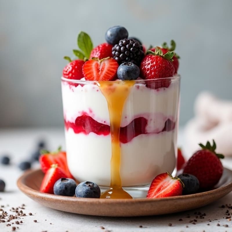 Greek Yogurt Protein Parfait with Mixed Berries