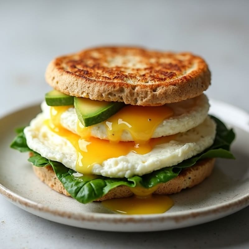Egg White and Spinach Breakfast Sandwich on Whole Wheat English Muffin