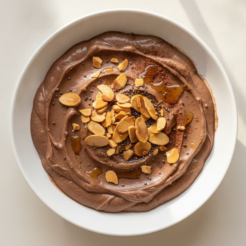 Silky Chocolate Protein Pudding with Almonds