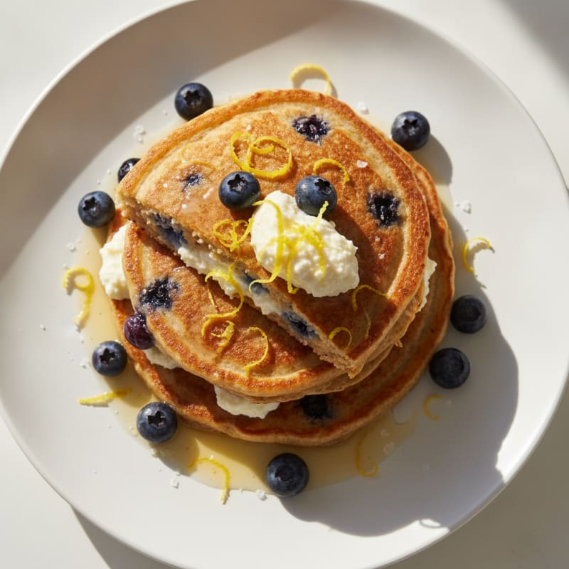Blueberry Ricotta Pancakes with Lemon Zest