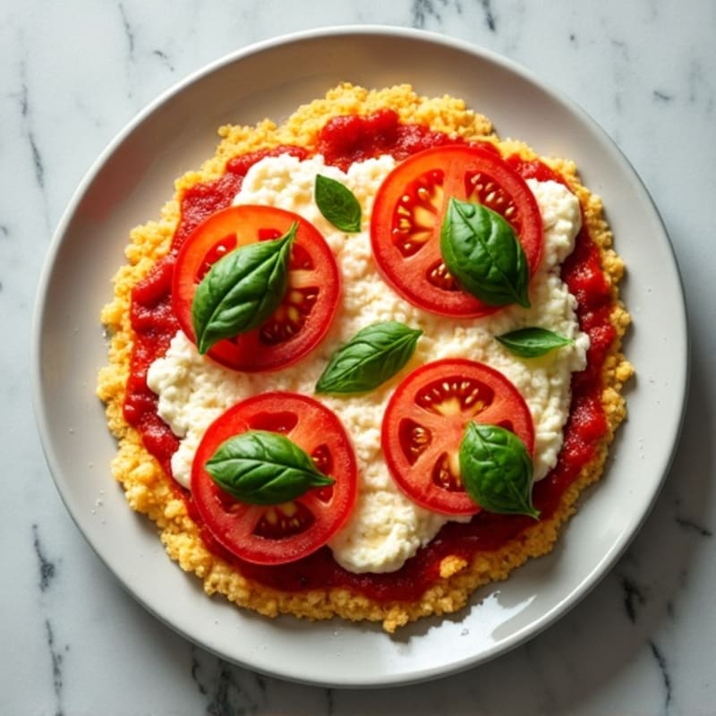 Crispy Cauliflower Crust Pizza with Fresh Tomato and Basil