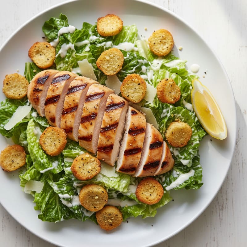 Grilled Chicken Caesar Salad with Garlic Croutons