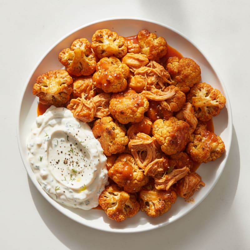 Buffalo Cauliflower Bites with Ranch Dip