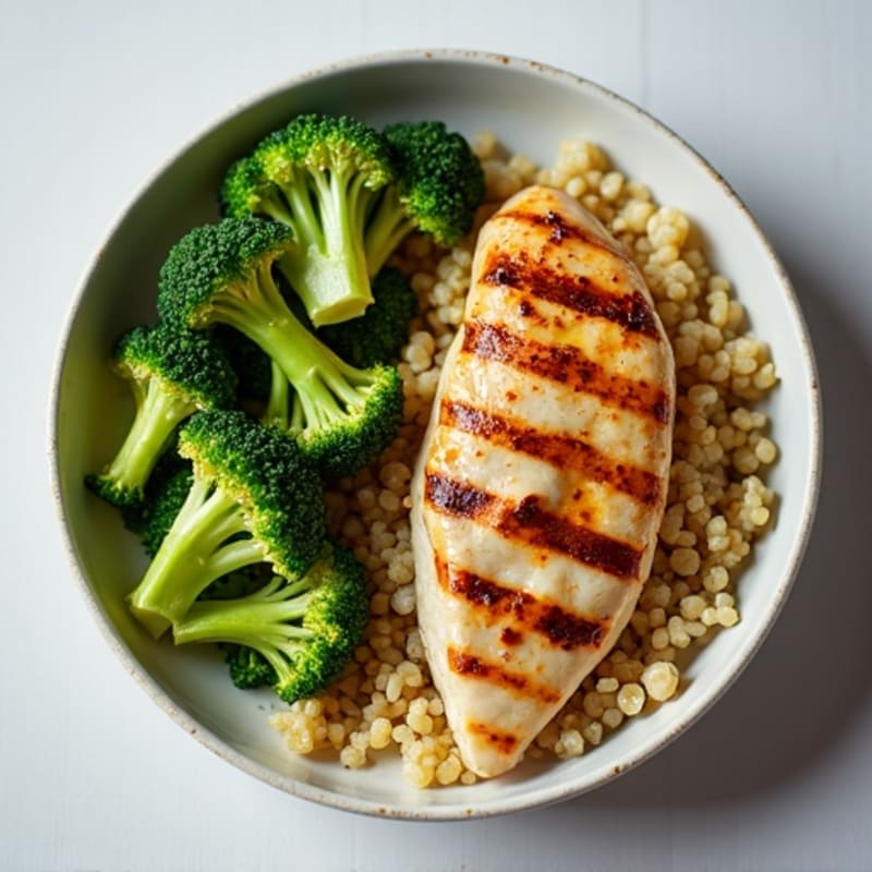 Grilled Chicken Breast with Roasted Broccoli and Quinoa