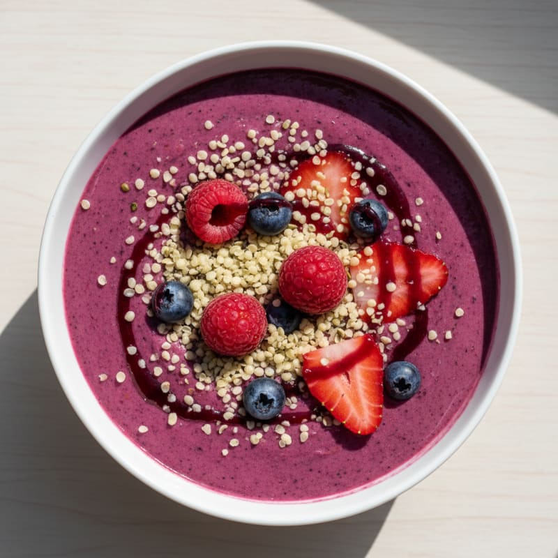 Silky Tofu Berry Smoothie Bowl with Hemp Seeds