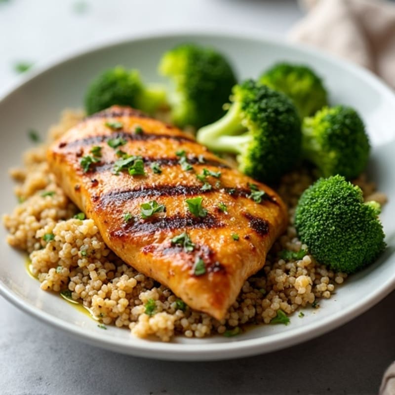 Herb-Crusted Grilled Chicken with Quinoa Power Bowl