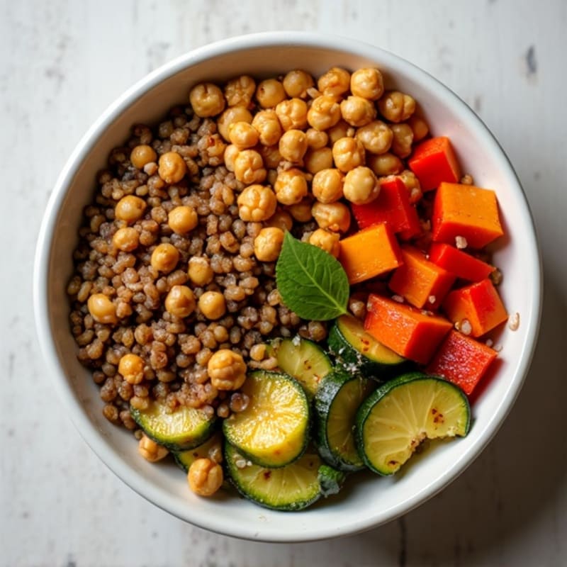 Hearty Spiced Lentil and Roasted Vegetable Bowl