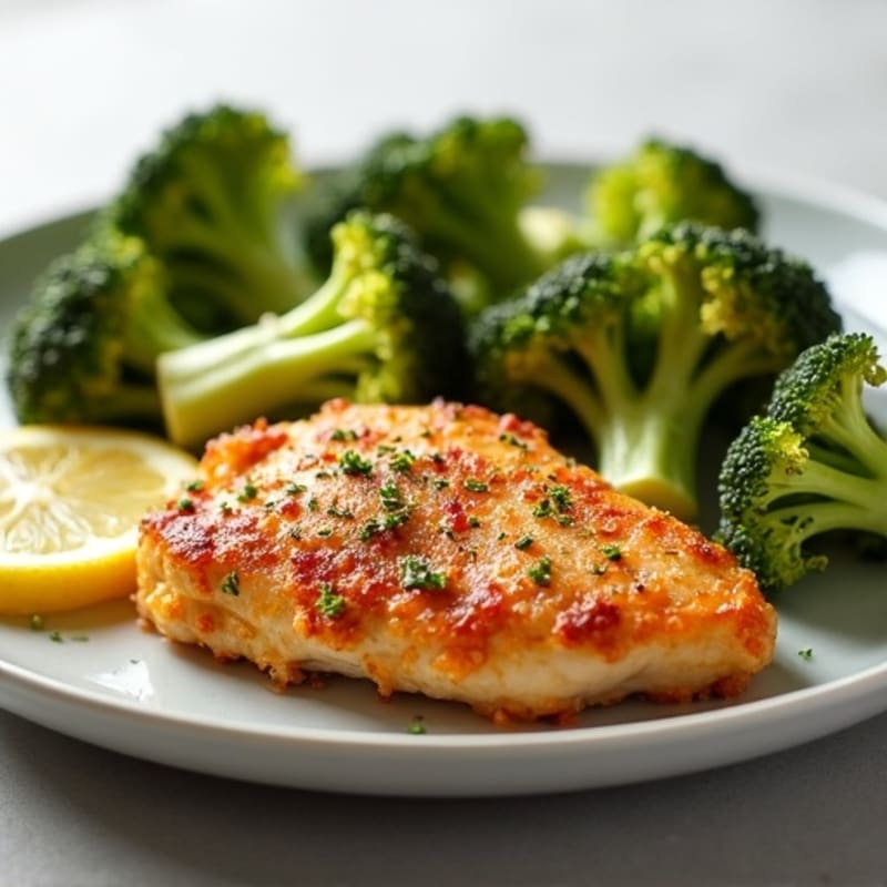 Crispy Lemon Garlic Chicken with Roasted Broccoli