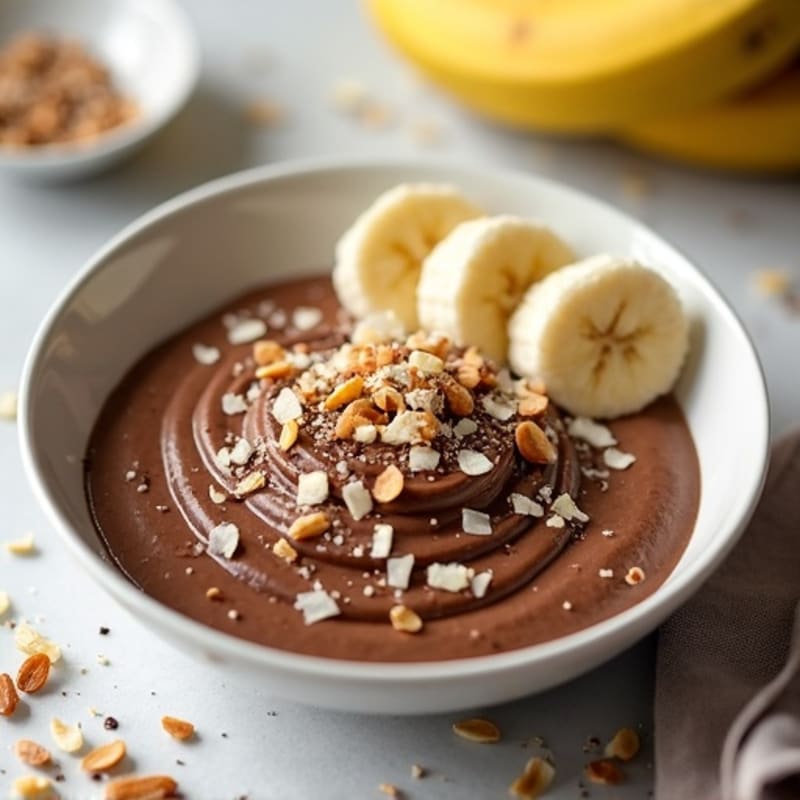 Chocolate Protein Pudding with Toasted Coconut