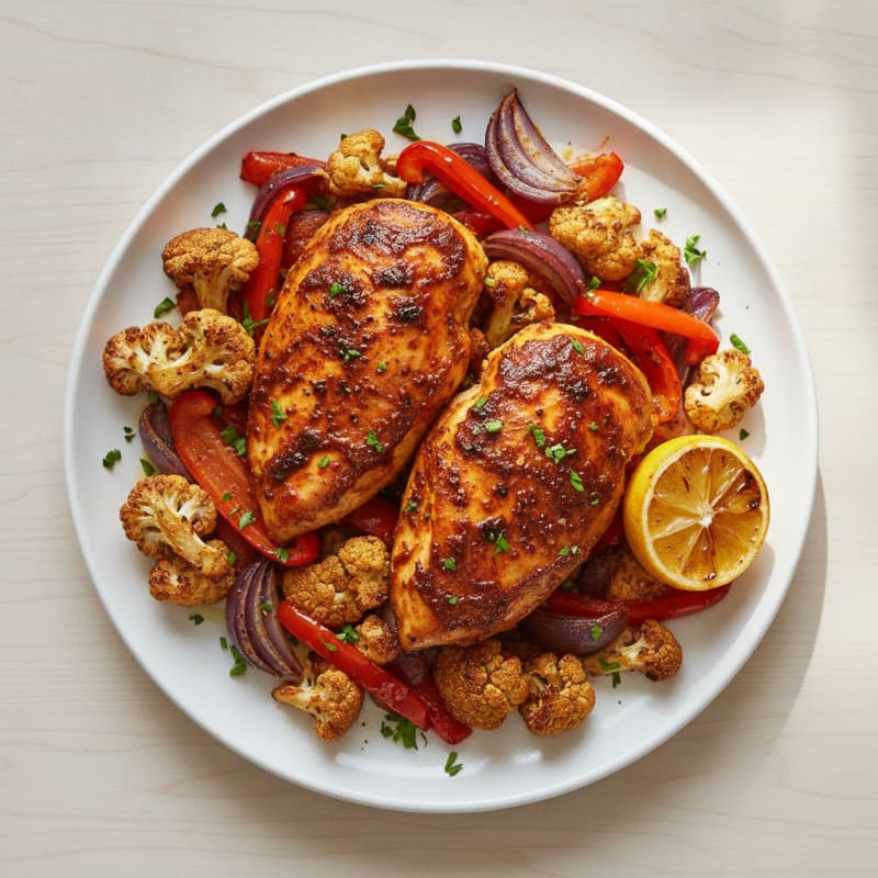 Spicy Harissa Chicken with Roasted Vegetables