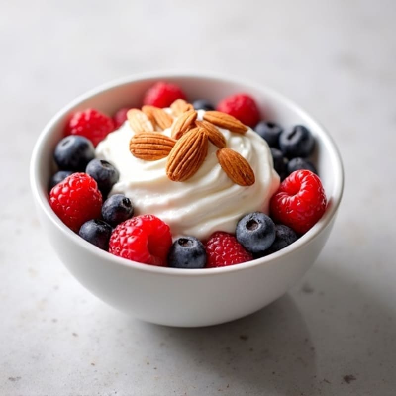 Creamy Greek Yogurt Bowl with Fresh Berries and Crunchy Almonds
