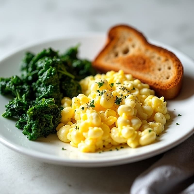 Egg White Scramble with Cottage Cheese and Sautéed Spinach