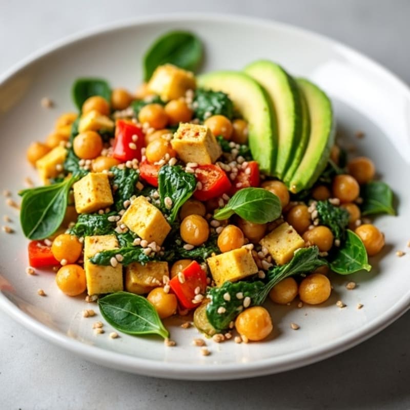 Silky Tofu Scramble with Spinach and Nutritional Yeast
