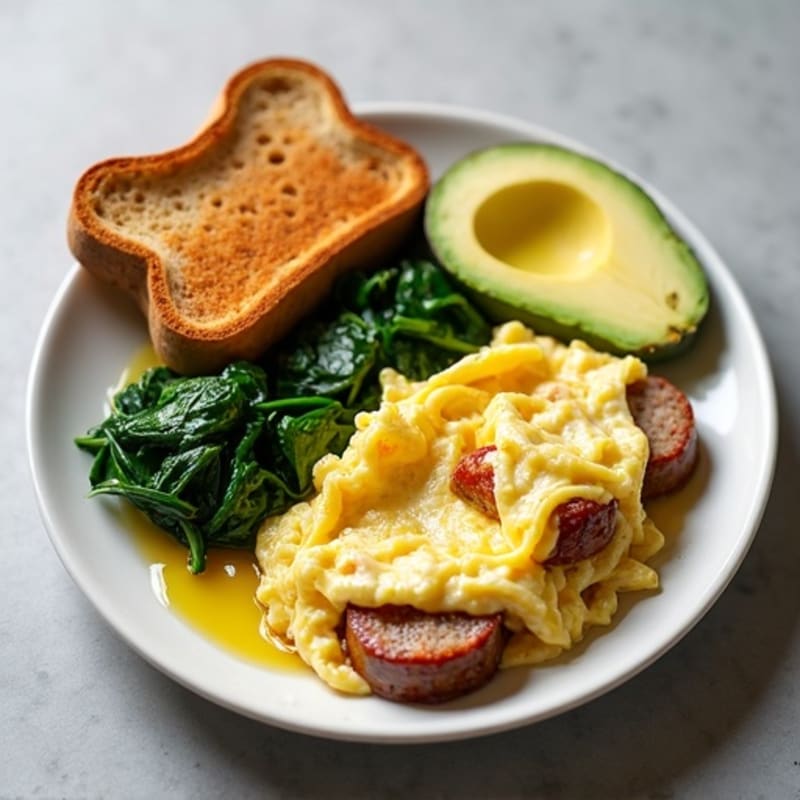 Egg White Scramble with Turkey Sausage and Spinach