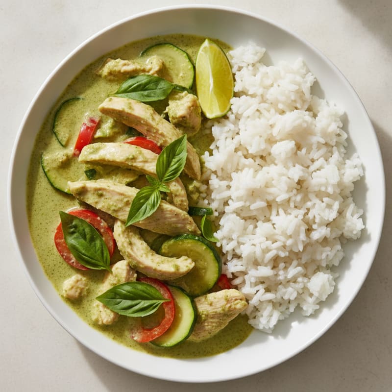 Green Curry Chicken with Coconut Rice
