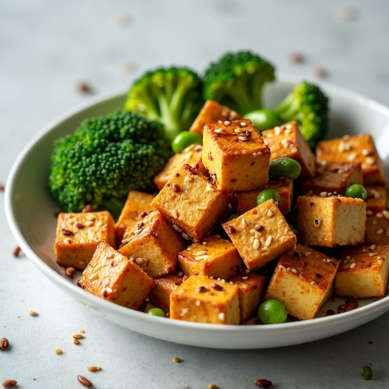 Crispy Sesame Tofu with Roasted Broccoli