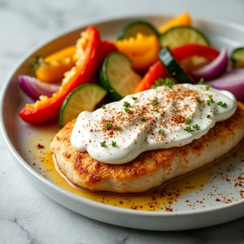 Creamy Spiced Chicken with Roasted Vegetables