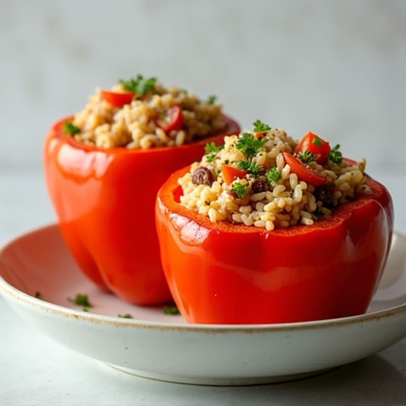 Lean Ground Turkey and Brown Rice Stuffed Bell Peppers