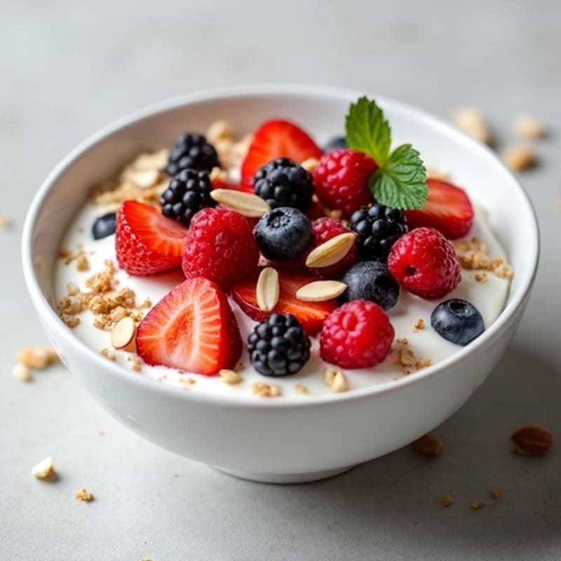 Creamy Greek Yogurt with Fresh Berries and Crunchy Nuts