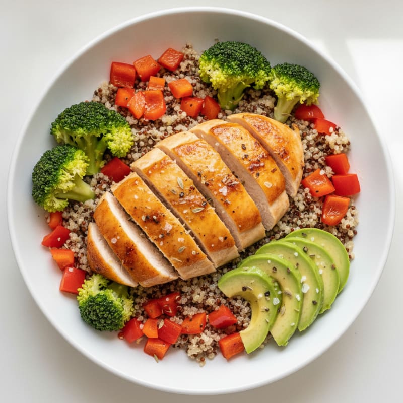 Lemon-Herb Roasted Chicken and Quinoa Power Bowl