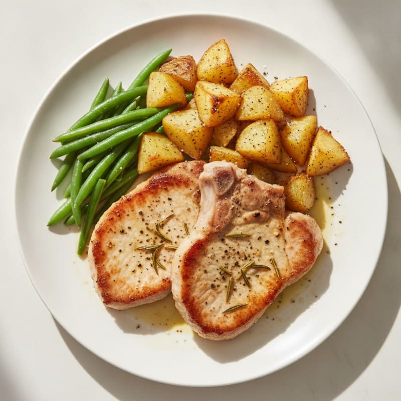 Pan-Seared Pork Chops with Roasted Potatoes